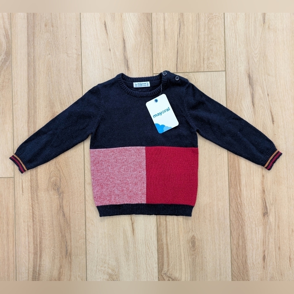 Mayoral Boy's Navy and Red Block Sweater